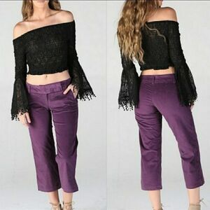 VELVET DEEP PURPLE CAPRI PANTS
